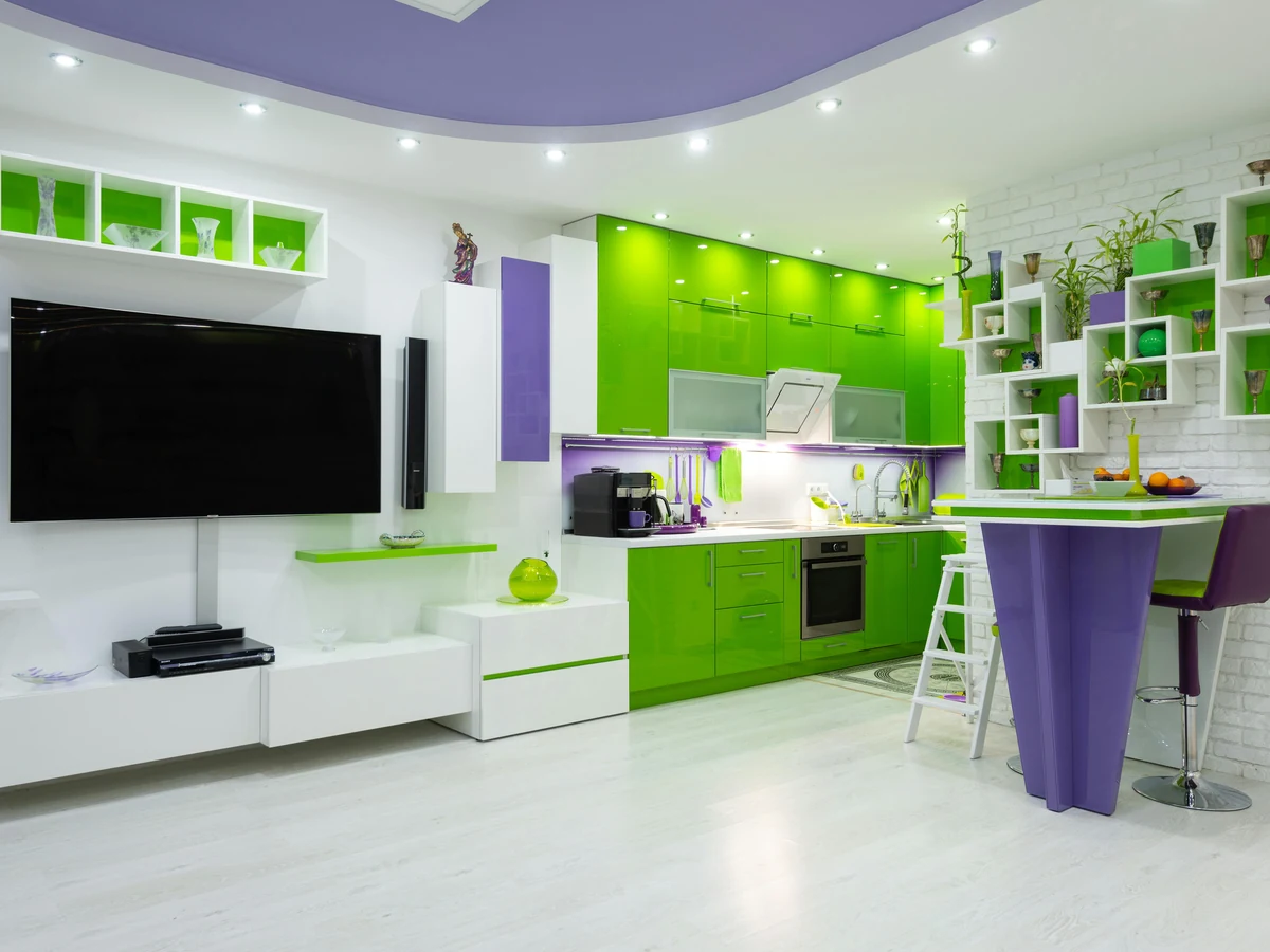 kitchen-painting-bold-green-purple-reading-decorators Bold green and purple kitchen painting by Reading Decorators in Sonning Common
