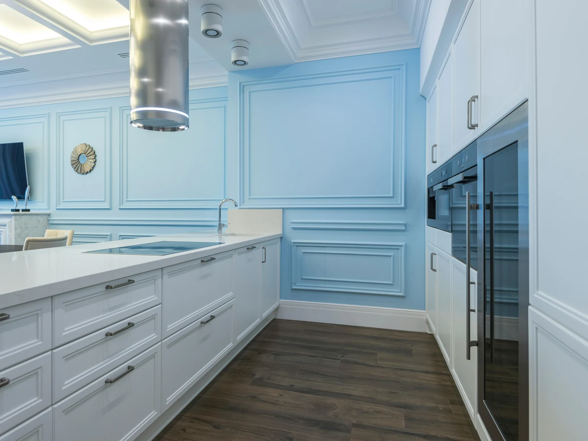 Elegant white kitchen cabinets painted and finished by Reading Decorators